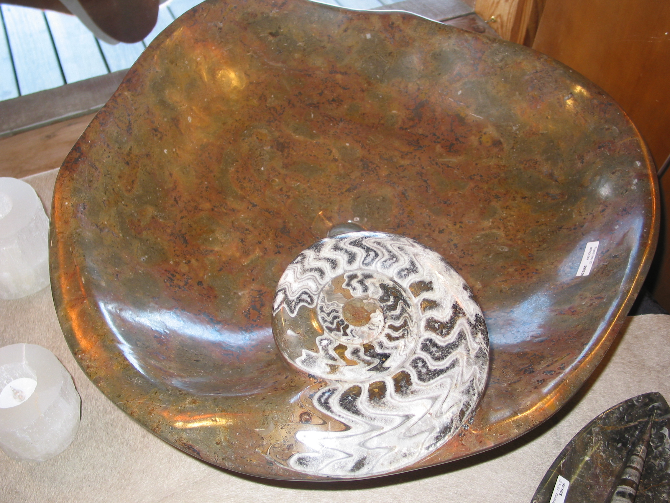 Moroccan Ammonite Orthoceras Fossil Stone Sinks Bowls
