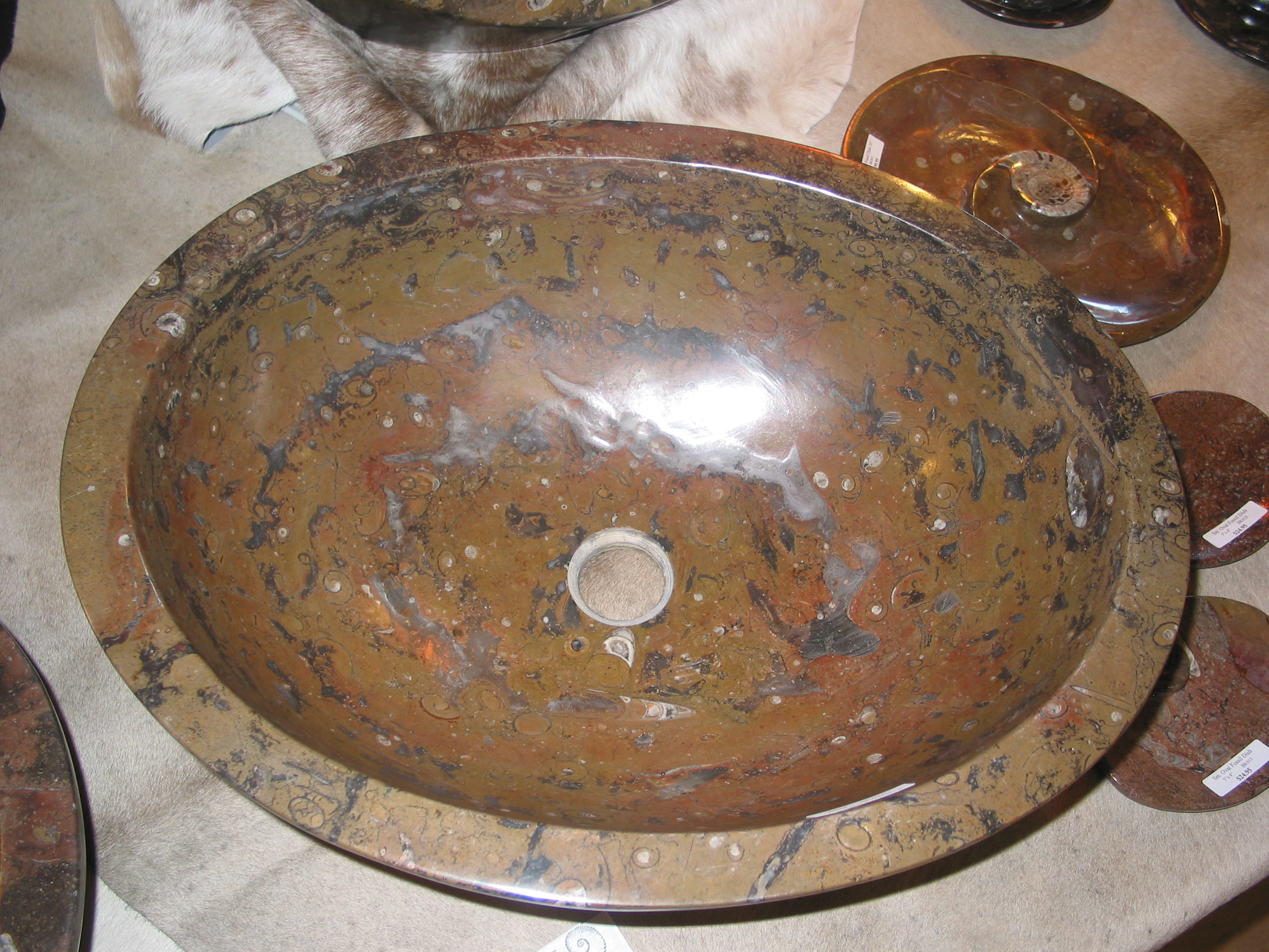 Moroccan Ammonite Orthoceras Fossil Stone Sinks Bowls