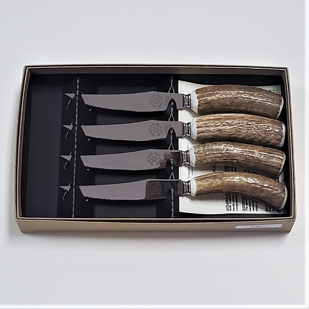 Antler Handle Steak Knife Set, set of 4