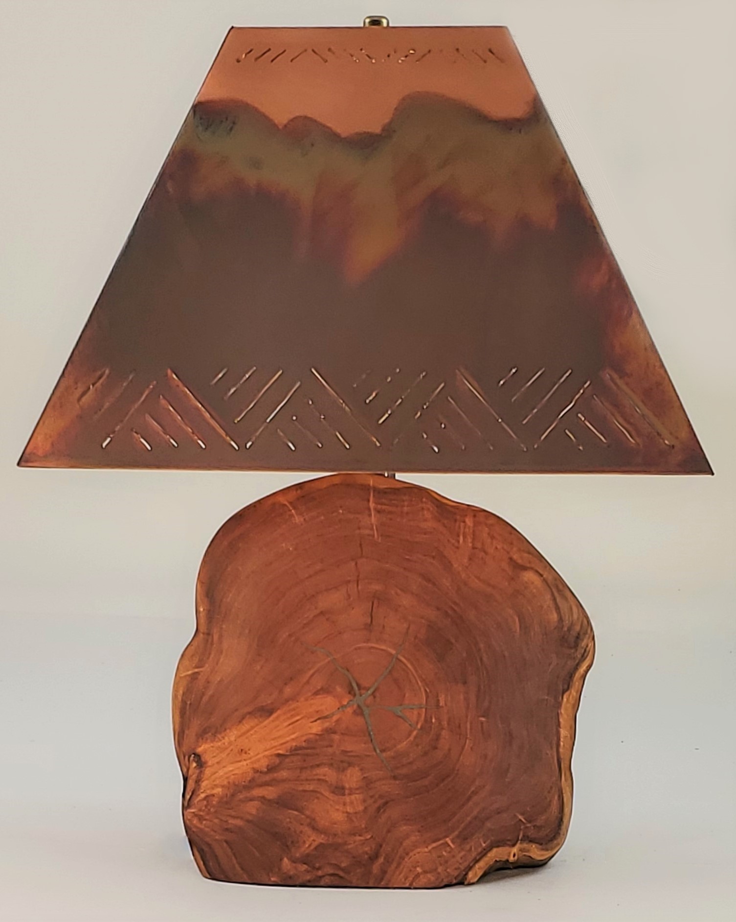 Mesquite Lamp with Turquoise Inlay and Copper Shade (Height: 20.5") #1027